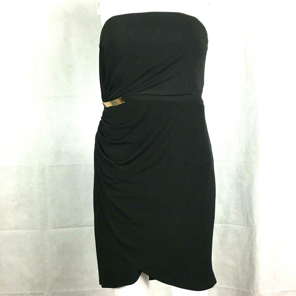 Max And Cleo Dress Womens Sz 6 Black Stretch Knit Strapless Bodycon